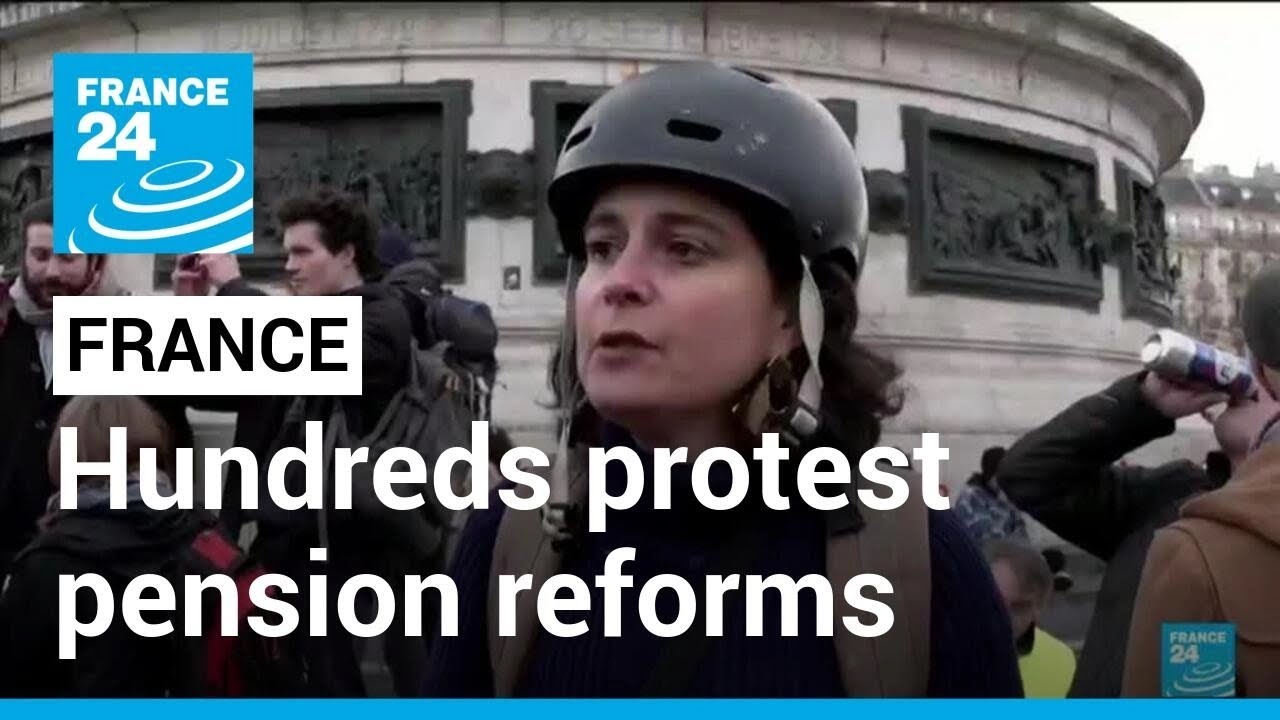 Hundreds protest pension reforms in Paris ahead of Macron interview &bull; FRANCE 24 English