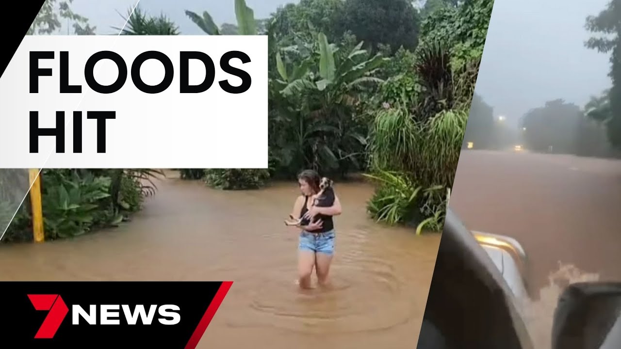 Bruce Highway cut, tourists stranded as rain bomb smashes Far North Queensland | 7 News Australia