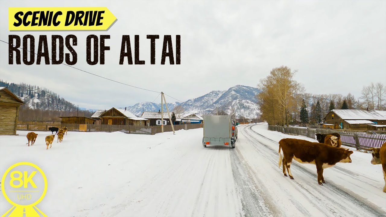 Roads of Altai Mountains - Chuycky Tract: Aktash - Ongudayskoe - Ust Koksa - Scenic 8K Winter Drive