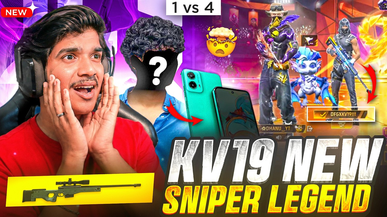 👑 KV-19 НОВАЯ ЛЕГЕНДА СНАЙПЕРА 🔥 | МОБИЛЬНЫЙ ИГРОК 1 против 4 😱 | FREE FIRE НА ТЕЛУГУ #dfg #freefire