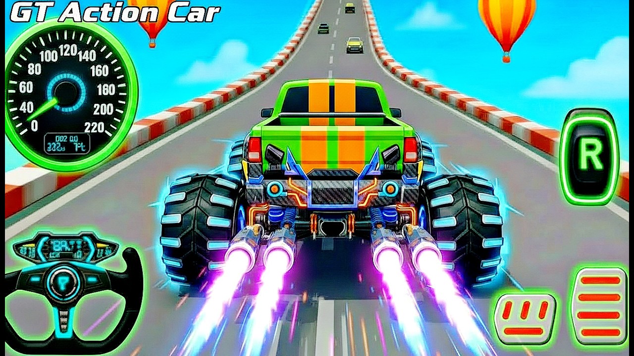 Mega Ramp Monster Car Racing 3D - Extreme Car Stunts -Android Gamepla #MegaRamp #3DGames #CarRacing