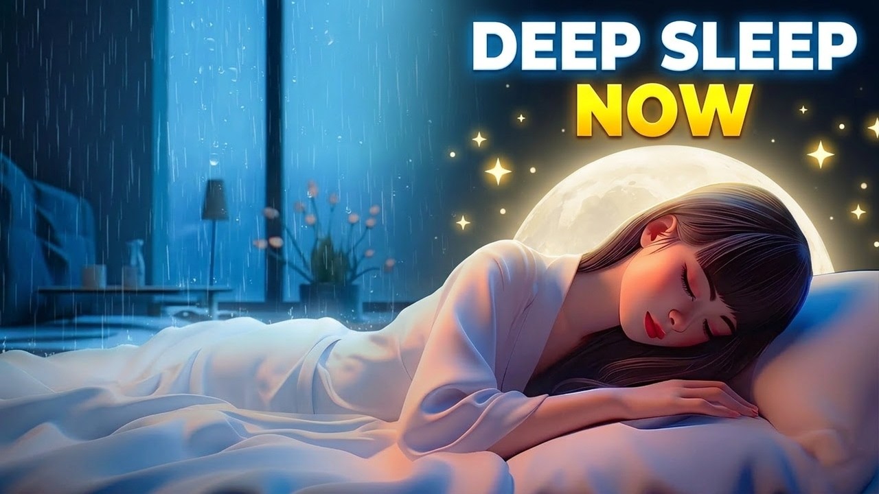Beautiful Sleep Music with Rain and Starry Night - Deep Relaxation, Insomnia, Healing