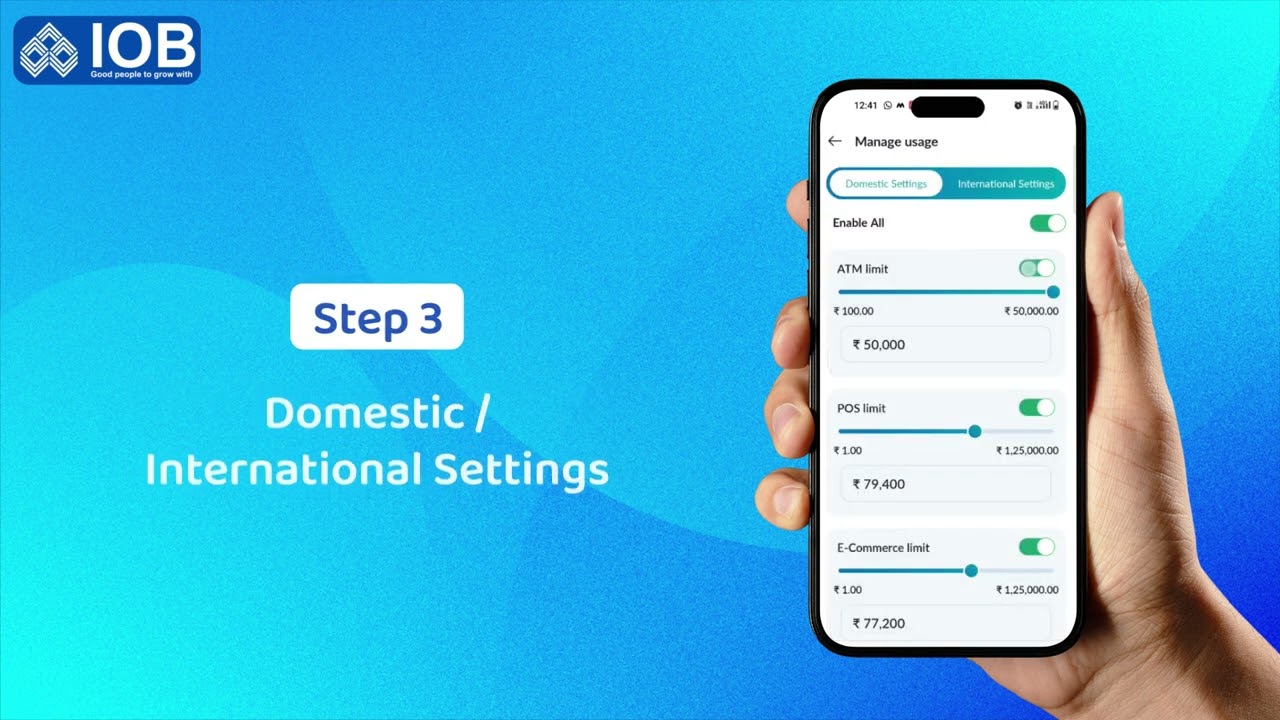 Control Your Debit Card Limits Anytime with IOB Connect