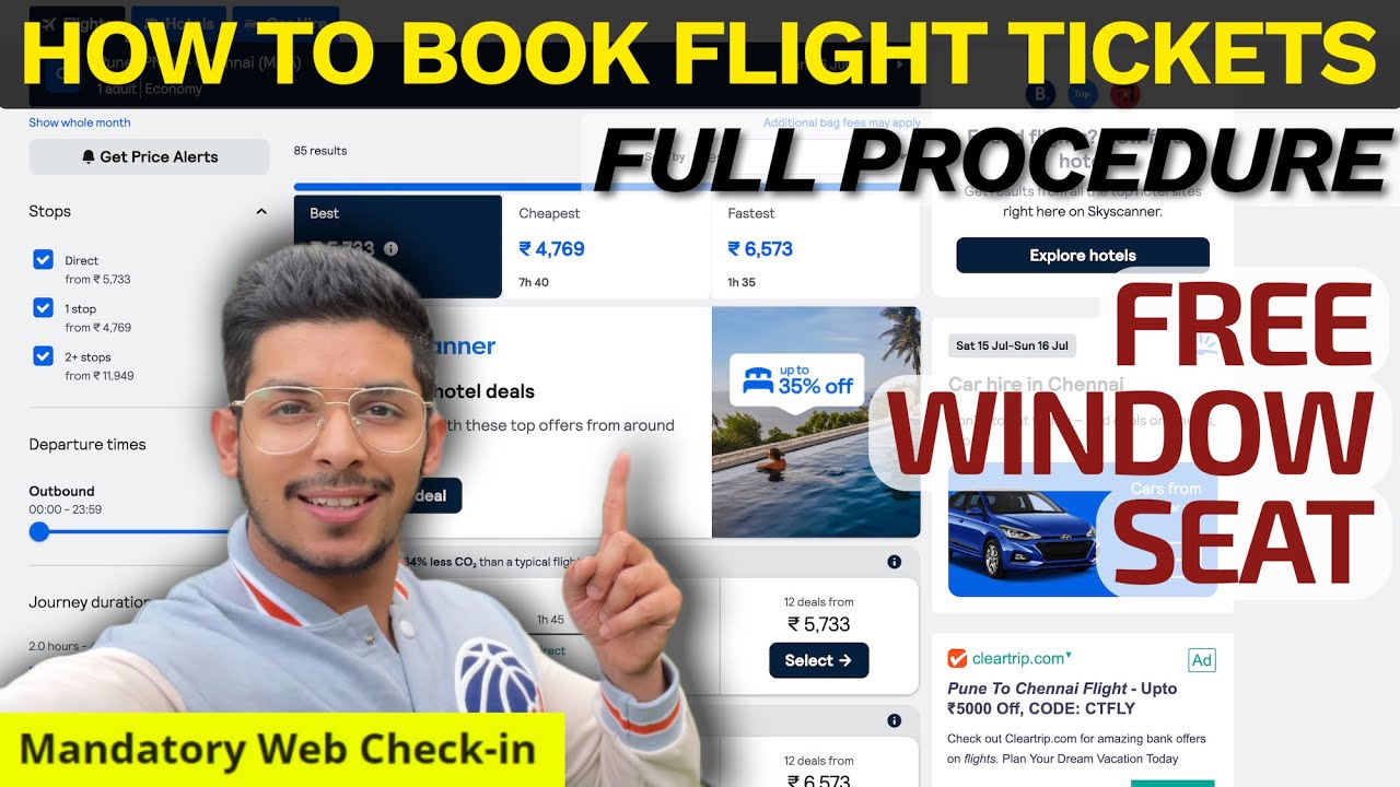 How to book Flight Ticket, Web Checkin & Free Window Seat LIVE BOOKING |  FULL PROCESS