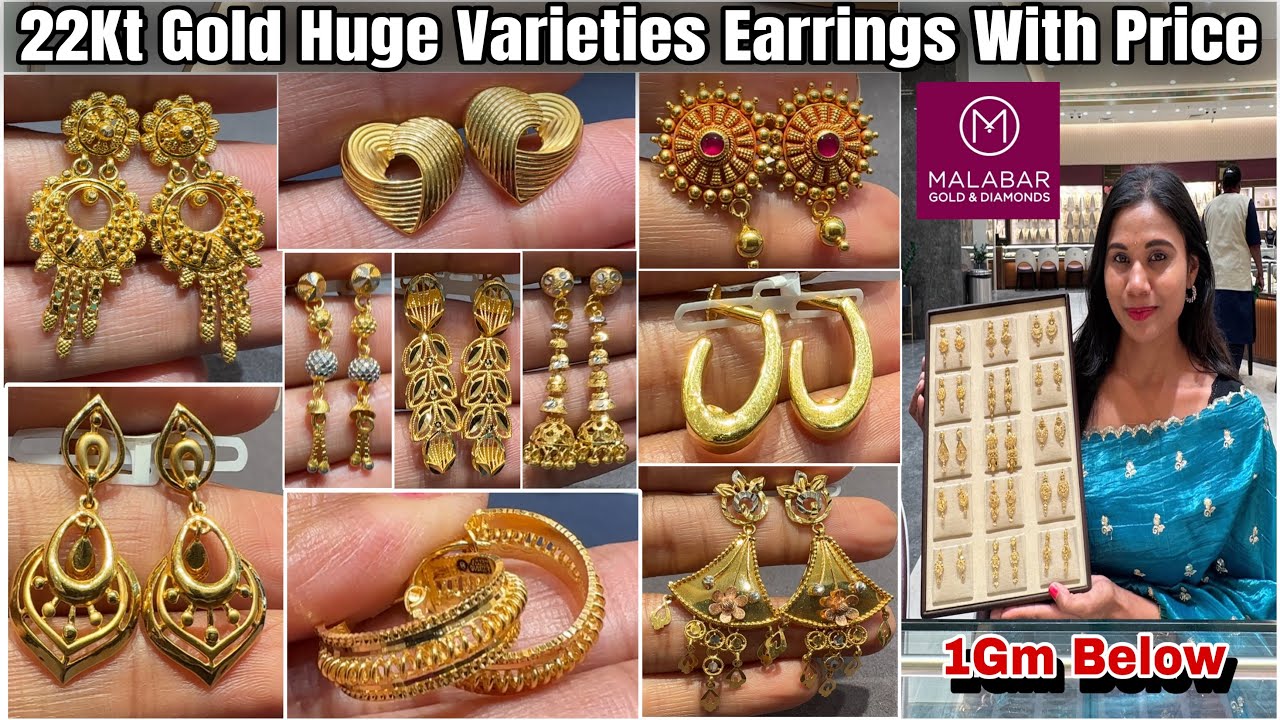 Rs.15000😳Malabar 22Kt Gold Earrings HUGE Varieties Lightweight Gold Earrings Designs With Price 2026