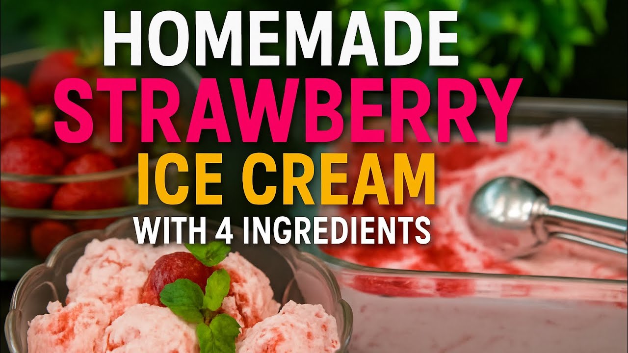 Strawberry ice cream 🍨 🍓| homemade ice with just 4 ingredients | summer special