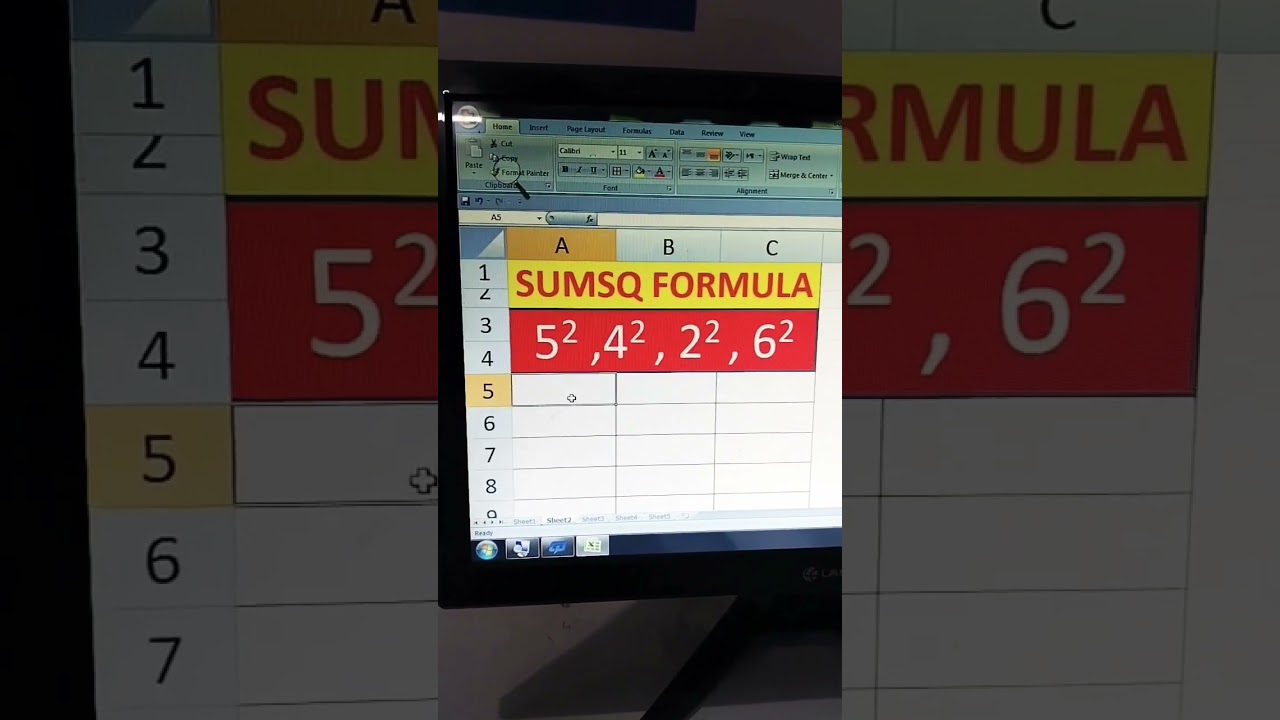 use of SUMSQ formula in Excel #shortvideo #exceltricks #computertricks #trandingshorts #newshorts