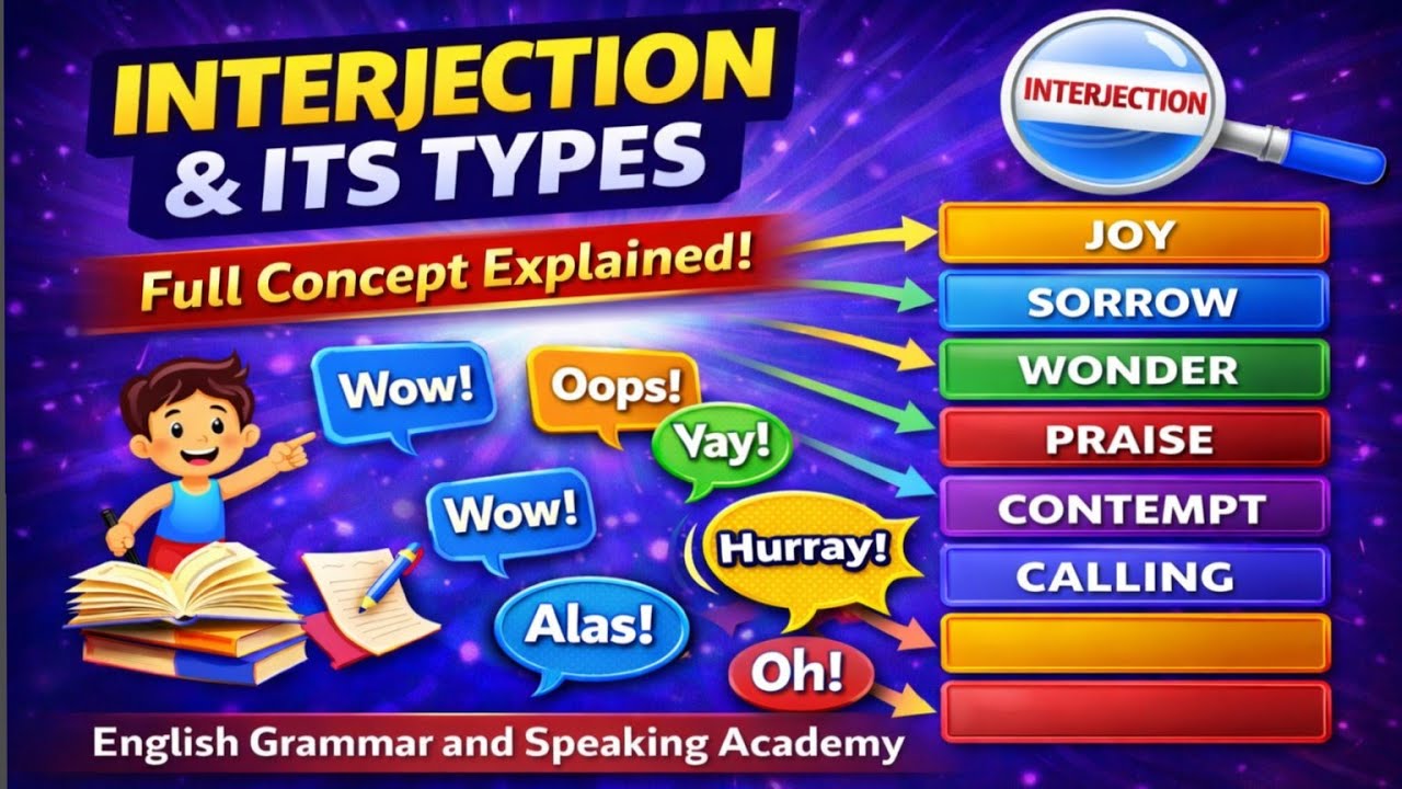 Interjection and its types | Parts of Speech | English Grammar | Urdu |       #grammar #interjection