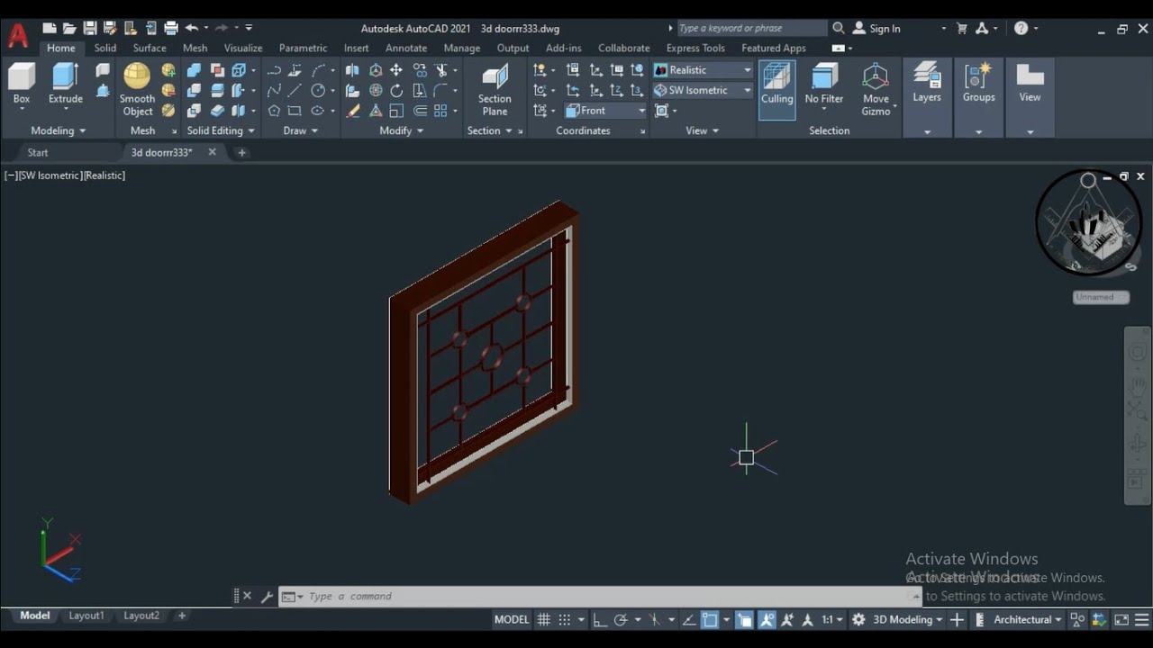3D AutoCAD Tutorial For Beginners | 3D Window Grill | Interior