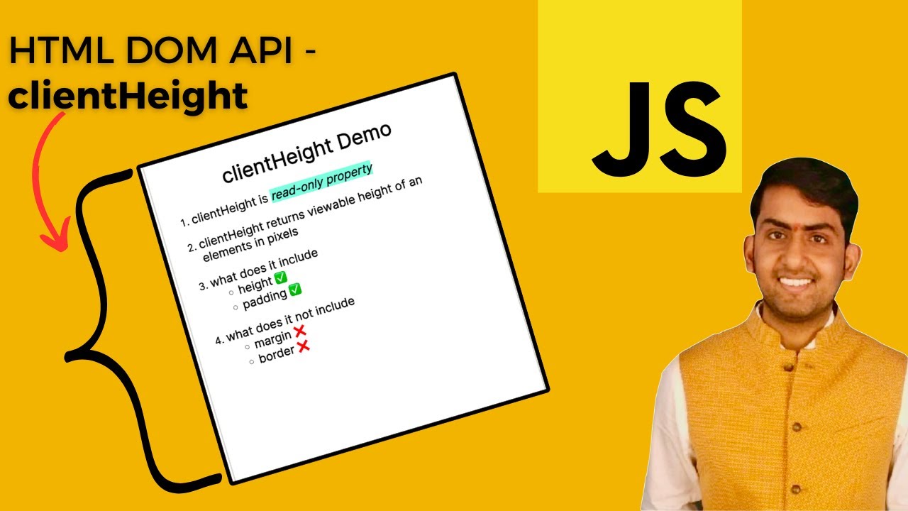HTML DOM Element clientHeight property - Web API | JavaScript | React Interview #javascript #react