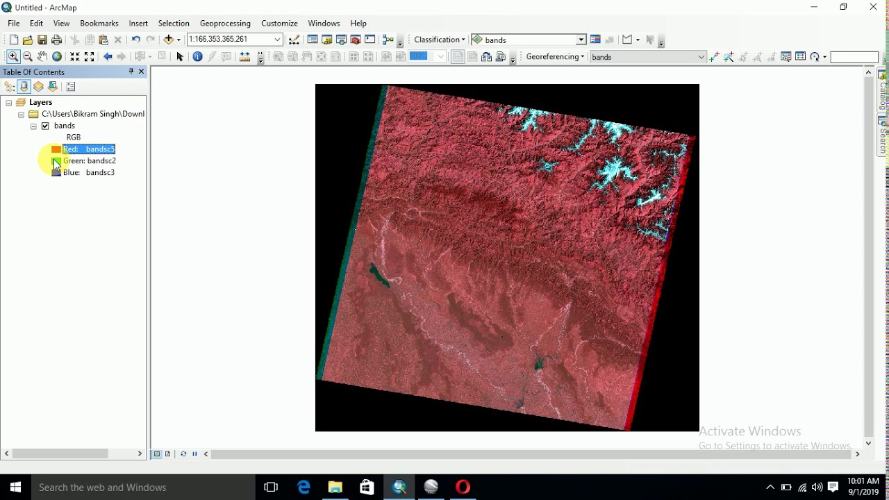 How to composite/layer stack of bands of LANDSAT in Arcmap ?