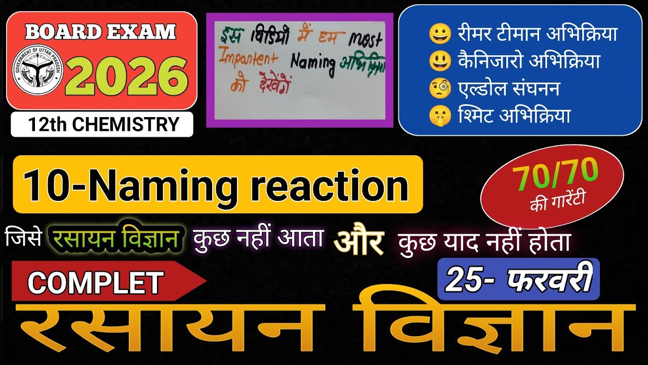 Naming reaction class 12 organic chemistry | most important abhikriya carbonic rasayan | #boardexam