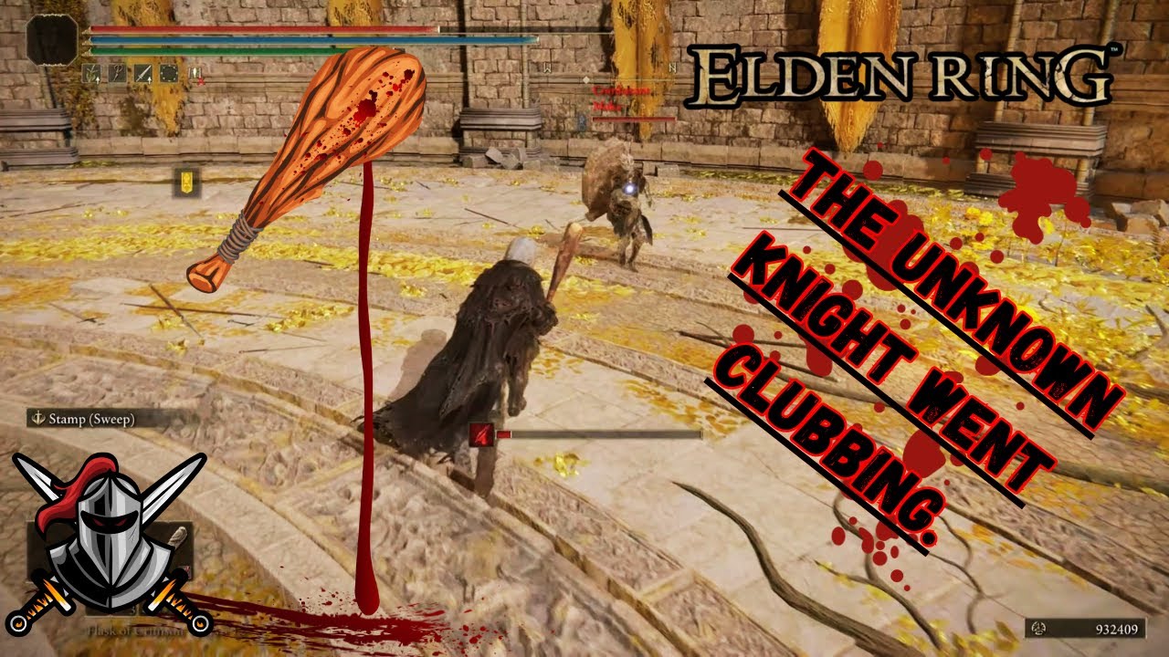Decided to try out the clubs today, unknown knight clubbing ish. pvp Elden ring.