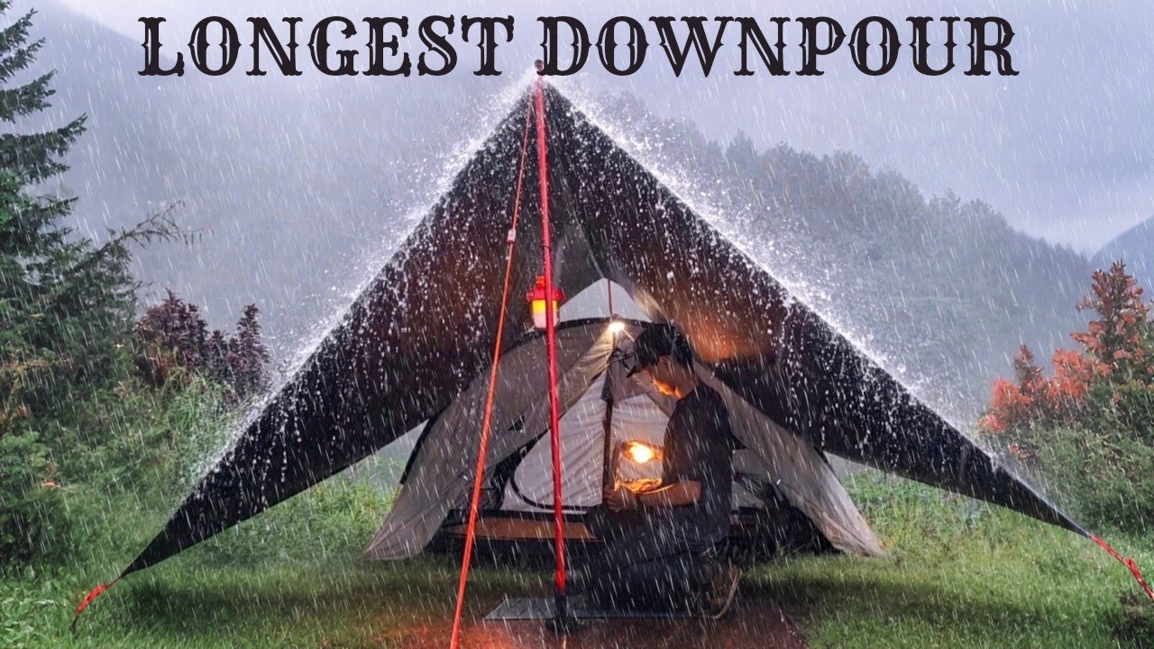 REALLY SUPER DOWNPOUR‼️SOLO CAMPING IN VERRY HEAVY RAIN