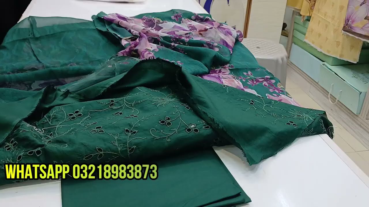 Noor By SAADIA ASAD Luxury Eid Hand Work Schiffili Laserkari Available at Sharif Collection