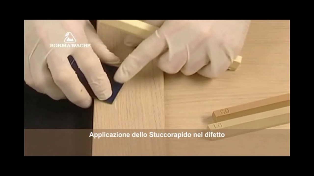 Riparazione legno con stik cera morbida (stucco rapido) Borma Wachs