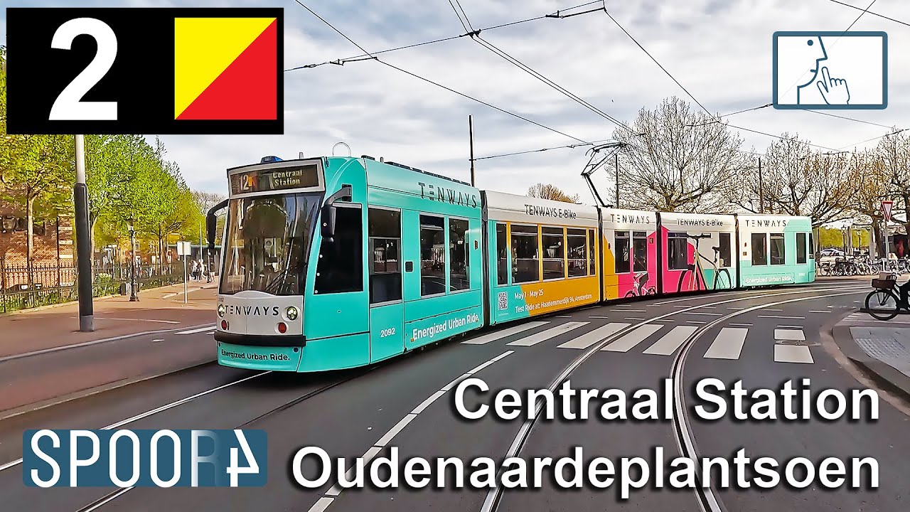 Cabinerit Tram 2 (Amsterdam) | Centraal Station - Oudenaardeplantsoen (Tram Driver's POV)