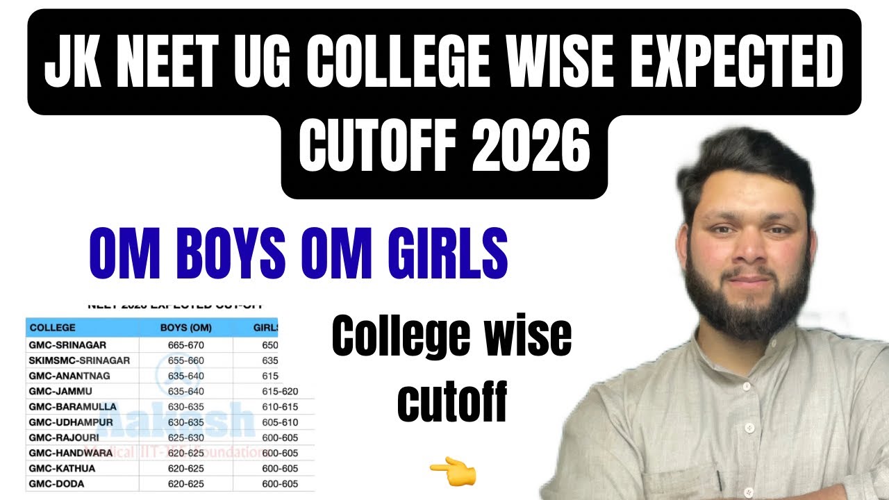 JK NEET UG COLLEGE WISE EXPECTED CUTOFF 2026
