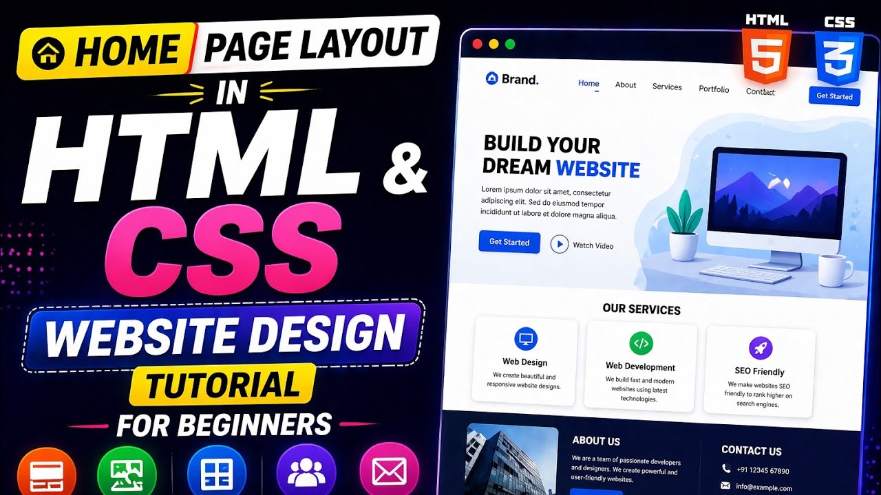 Home Page Layout in HTML CSS | Website Design Tutorial for Beginners