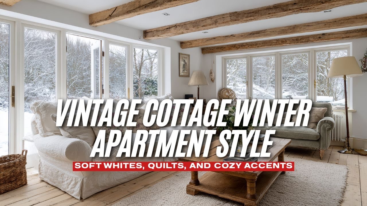 Vintage Cottage Winter Apartment Style with Soft Whites, Quilts, and Cozy Accents