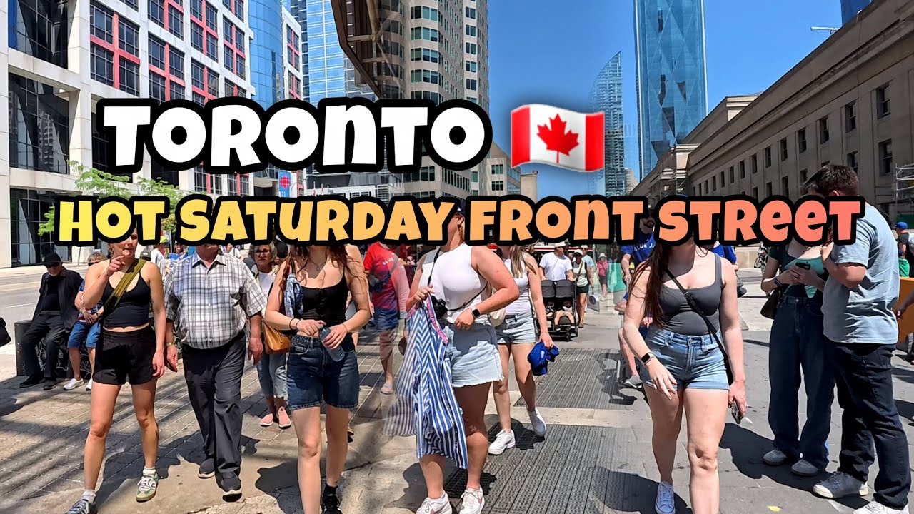 Toronto 🇨🇦 Saturday Walking Tour, Front Street Downtown Toronto Canada, 4K