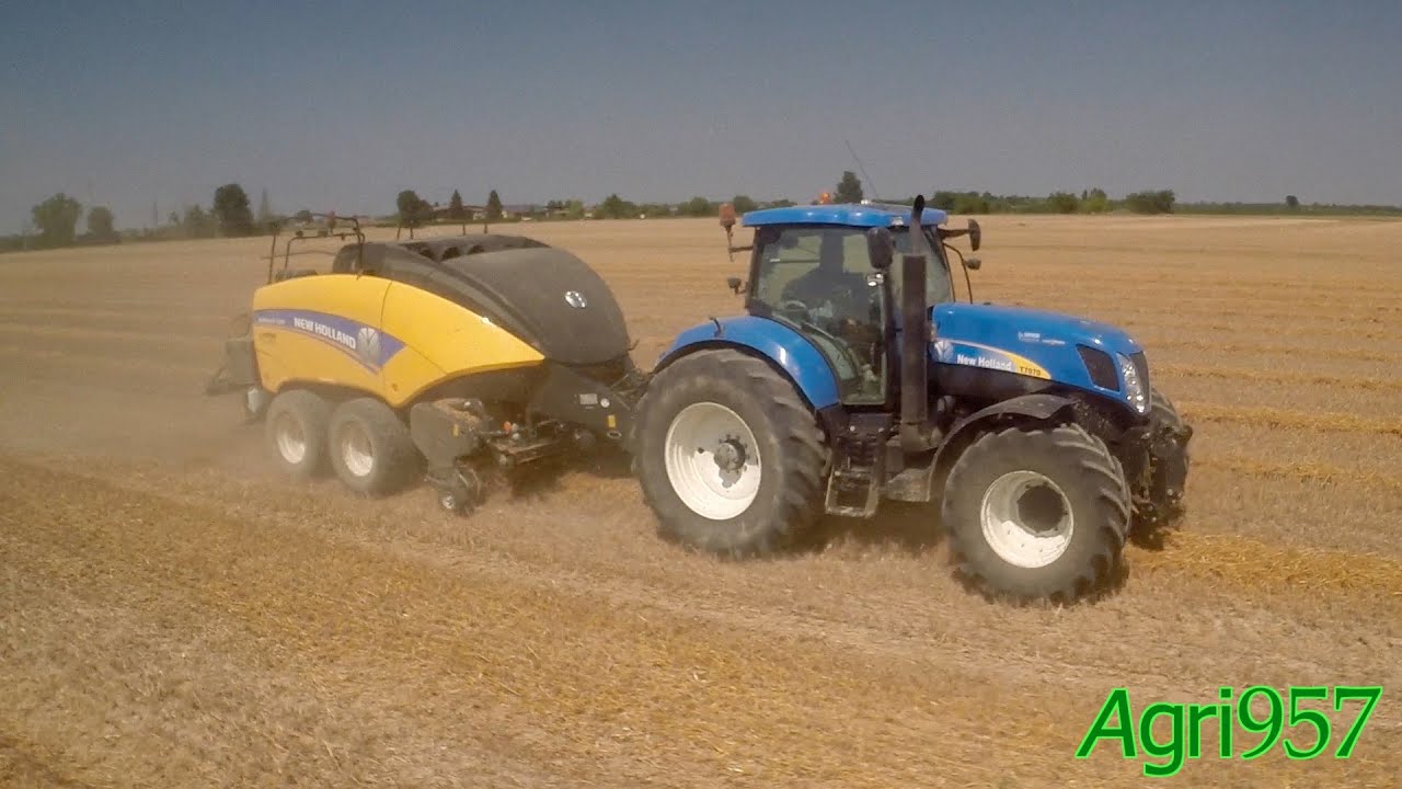 SUPER SOUND! 100% NEW HOLLAND: T7070 and BIG BALER 1290 - BALING Wheat Straw in ITALY 2015
