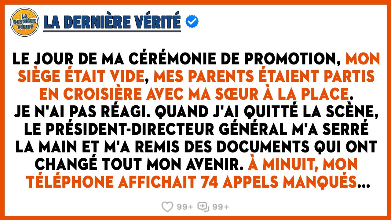 Le Jour De Ma Cérémonie De Promotion, Mon Siège Était Vide, Mes Parents Ont Pris Une Croisière À...