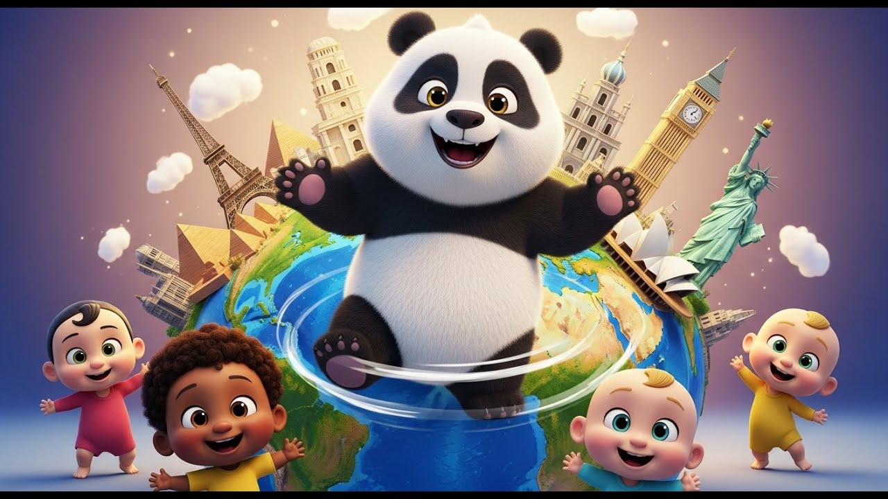 🐼 Panda Bear Spinning Around the World 🌍🎵 Fun Baby Song for Toddlers | Baby Giggles TV