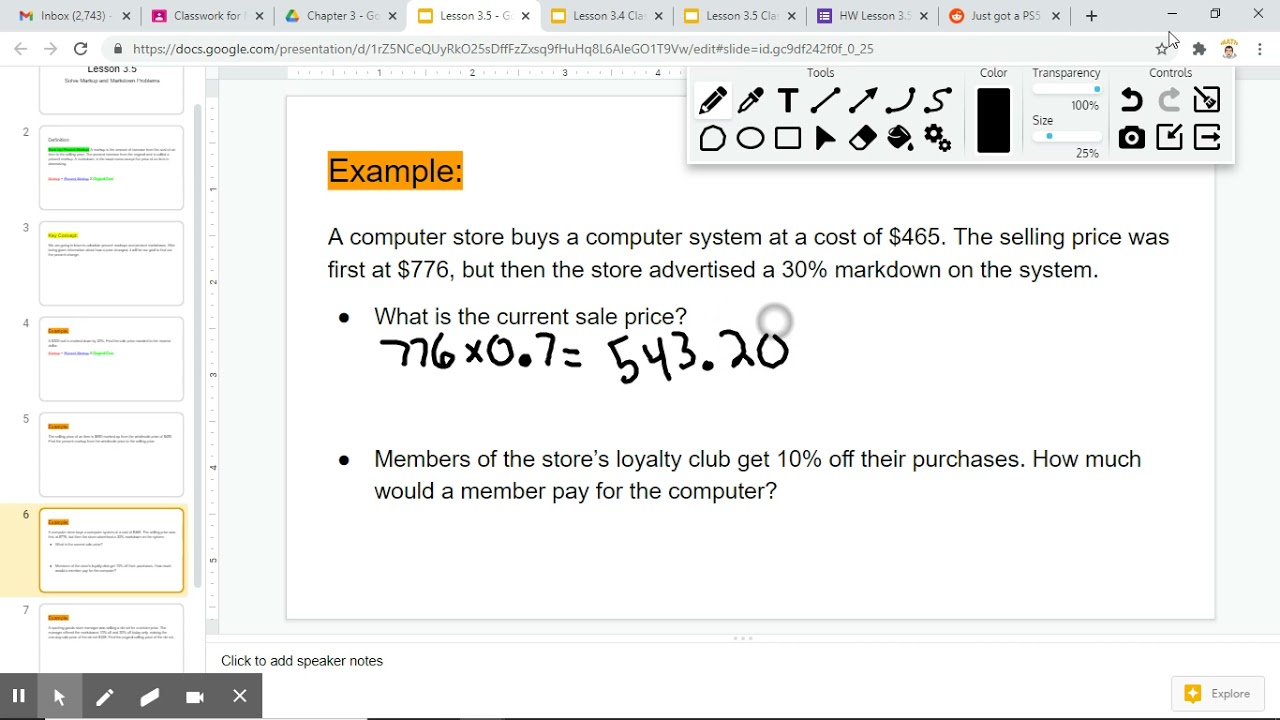 Lesson 3.5 Solve Markup and Markdown Problems