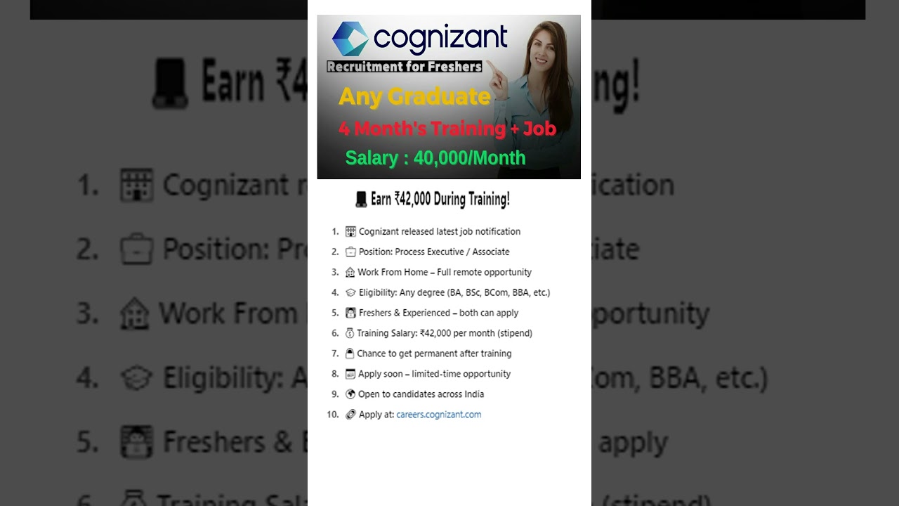 🚨 Cognizant Work from Home Jobs 2025!💻 Earn ₹42,000 During Training!