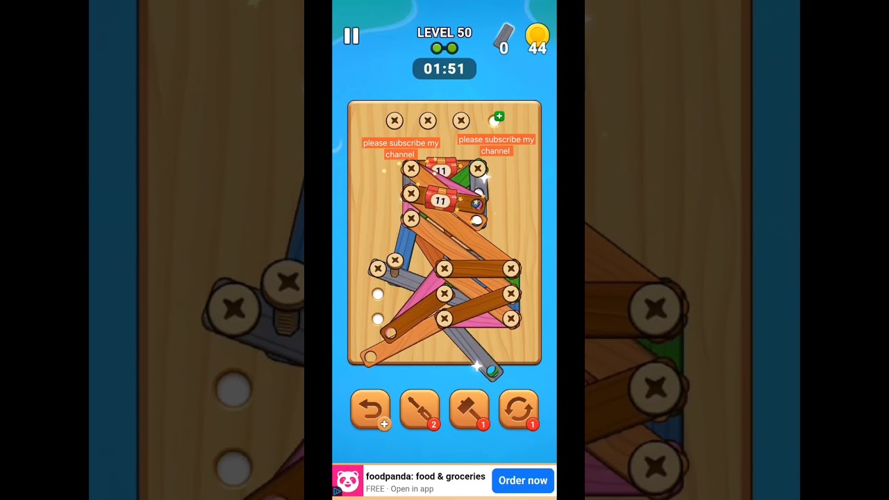 wood screw puzzle level 50 solved 👌 in first try 😉wood nuts and bolts