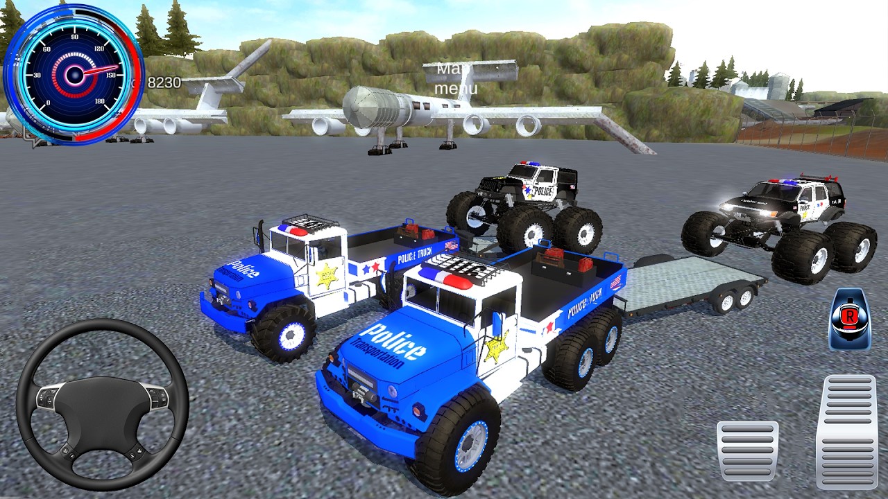 Juegos De Carros - Transporting US Police Monster Trucks #1 - Car Extreme Racing Android \ Gameplay