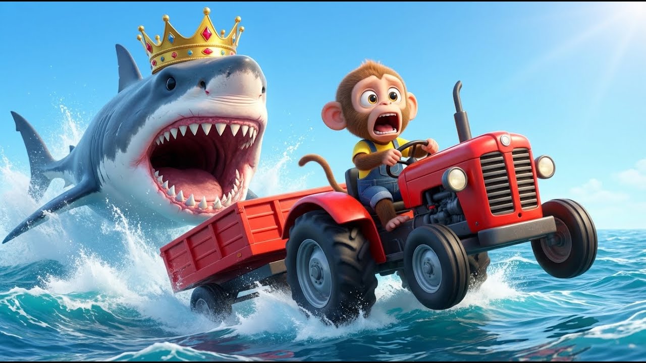 Команда спасения на красном фермерском тракторе и пожарной машине! 🚜🚒 Мультфильмы про обезьянку Н...