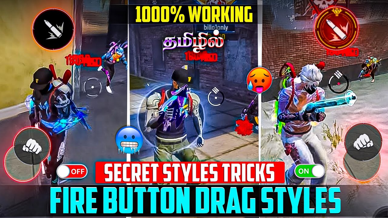 Secret Fire Button Drag Styles Tamil || Onetap Headshot Trick 1000% Working Tamil Free Fire 🔘✅