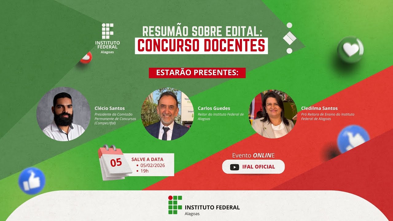 Live - Resumão sobre Edital de Concurso para Docentes do Ifal