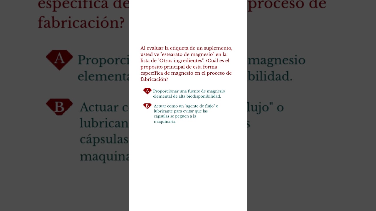 Al evaluar la etiqueta de un suplemento, usted ve estearato de magnesio en la lista de Otros