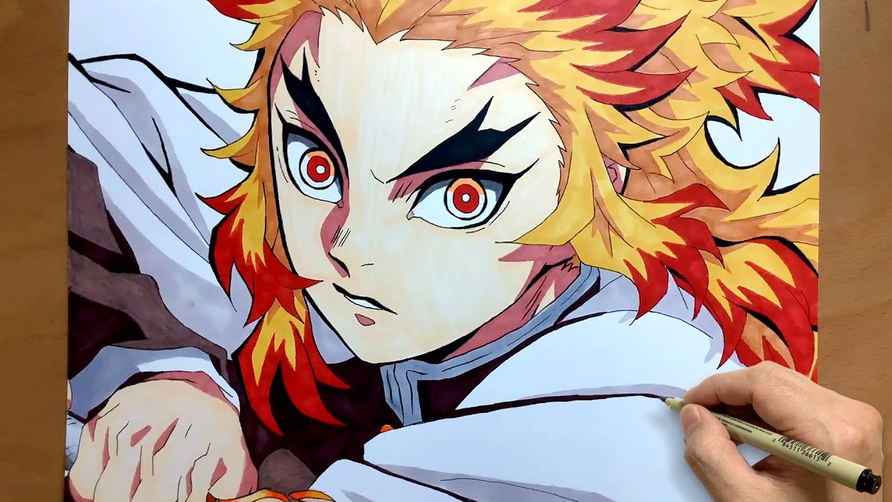 How to draw Kyojuro Rengoku from Demon Slayer Kimetsu no Yaiba | Kyojuro Rengoku | draw anime