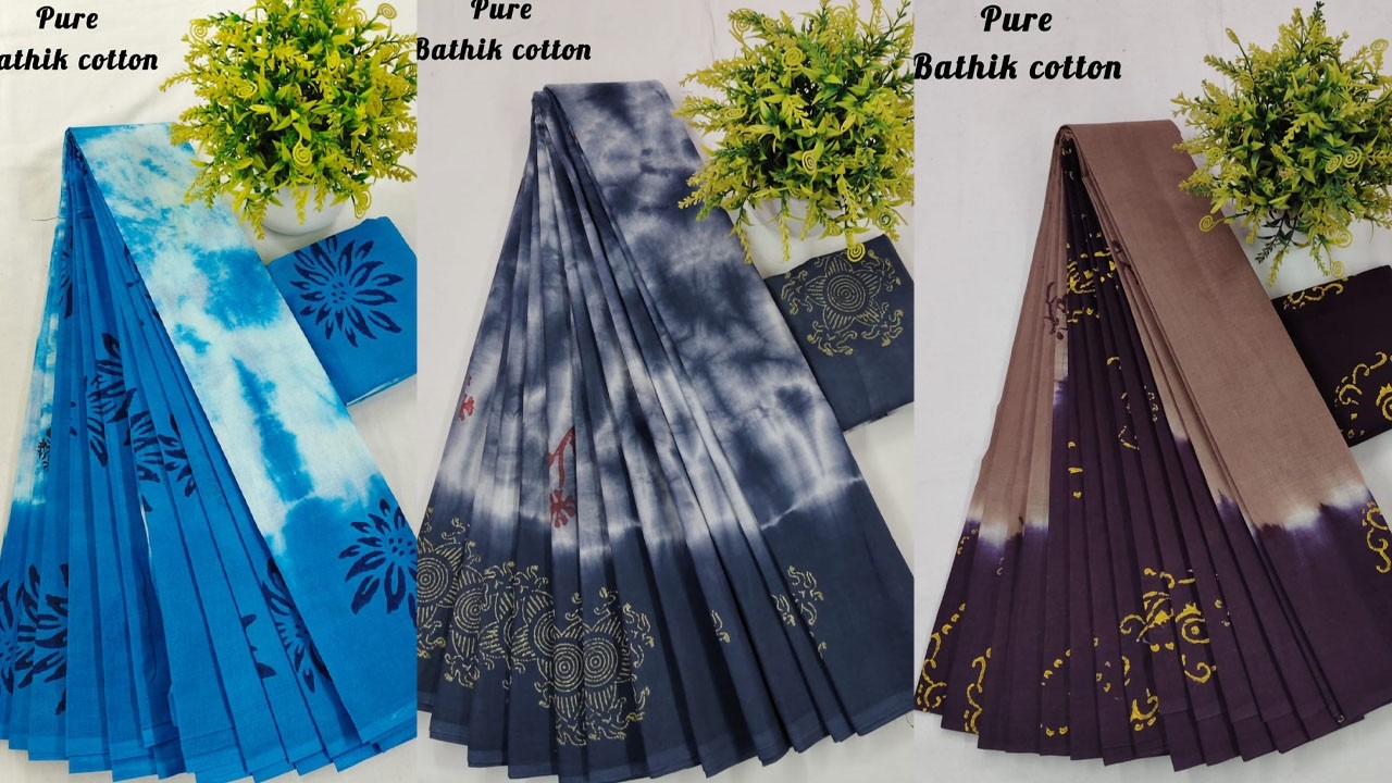 🍁Now new exclusive traditional batik collection 🍁BATIK Cotton Saree