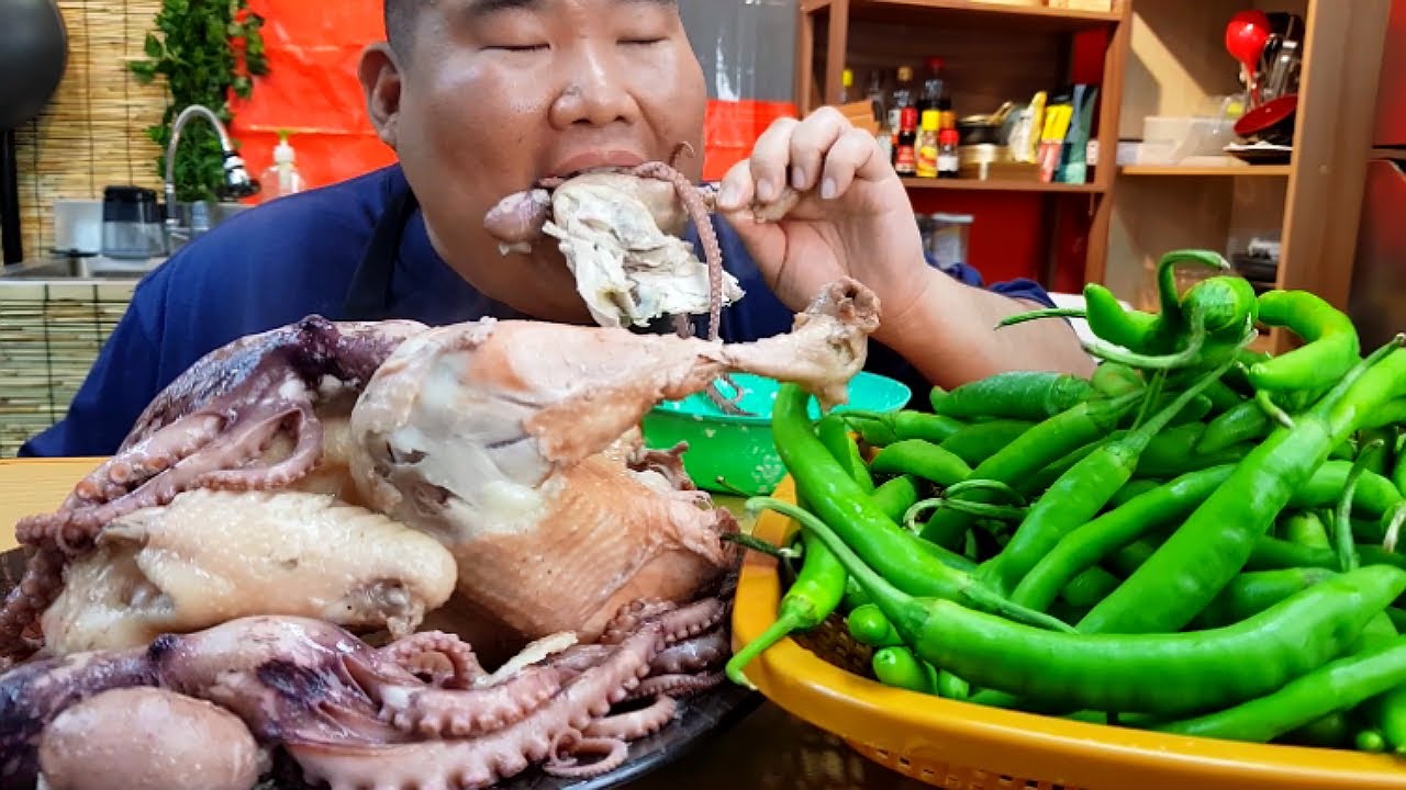 토종닭 왕낙지 4마리 백숙 + 닭죽 + 땡초 몸 보신 MUKBANG