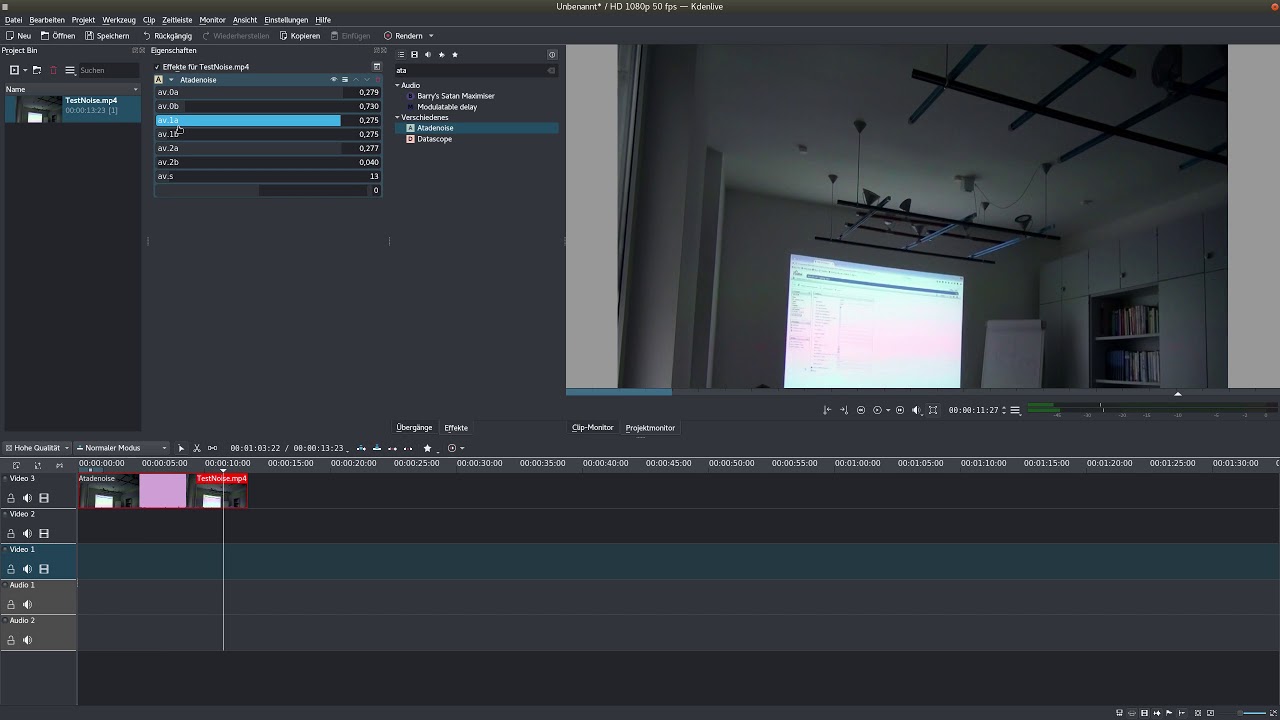 Denoise tutorial with Kdenlive using the atadenoise filter