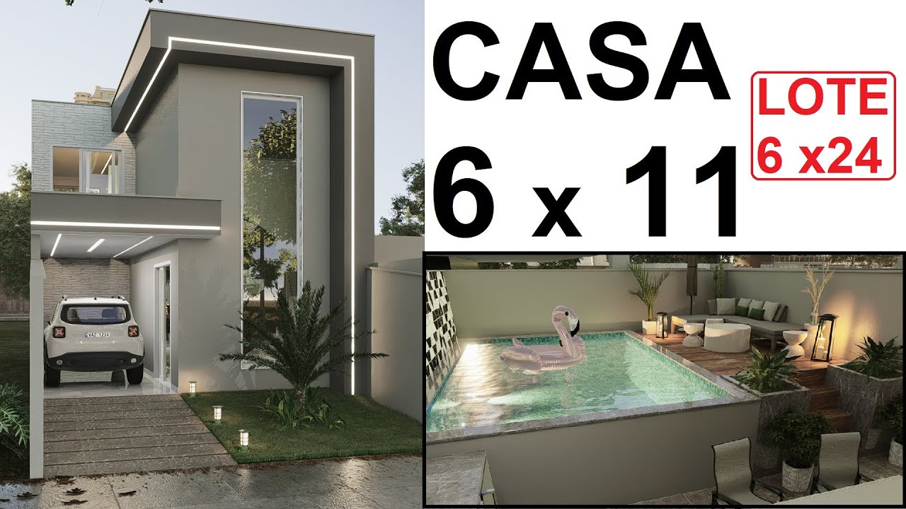 CASA PEQUENA DE 6 x 11 METROS COM PISCINA E ÁREA DE CHURRASCO # 68