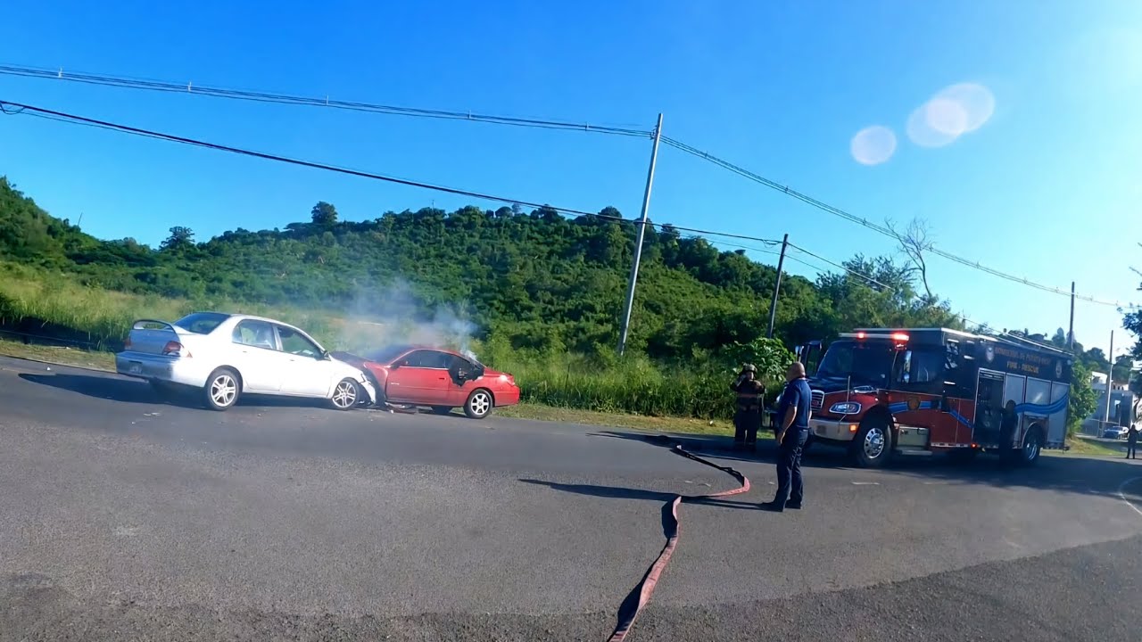 GoPro: Accidente y Fuego De Auto, Carretera 14, Bomberos De Ponce