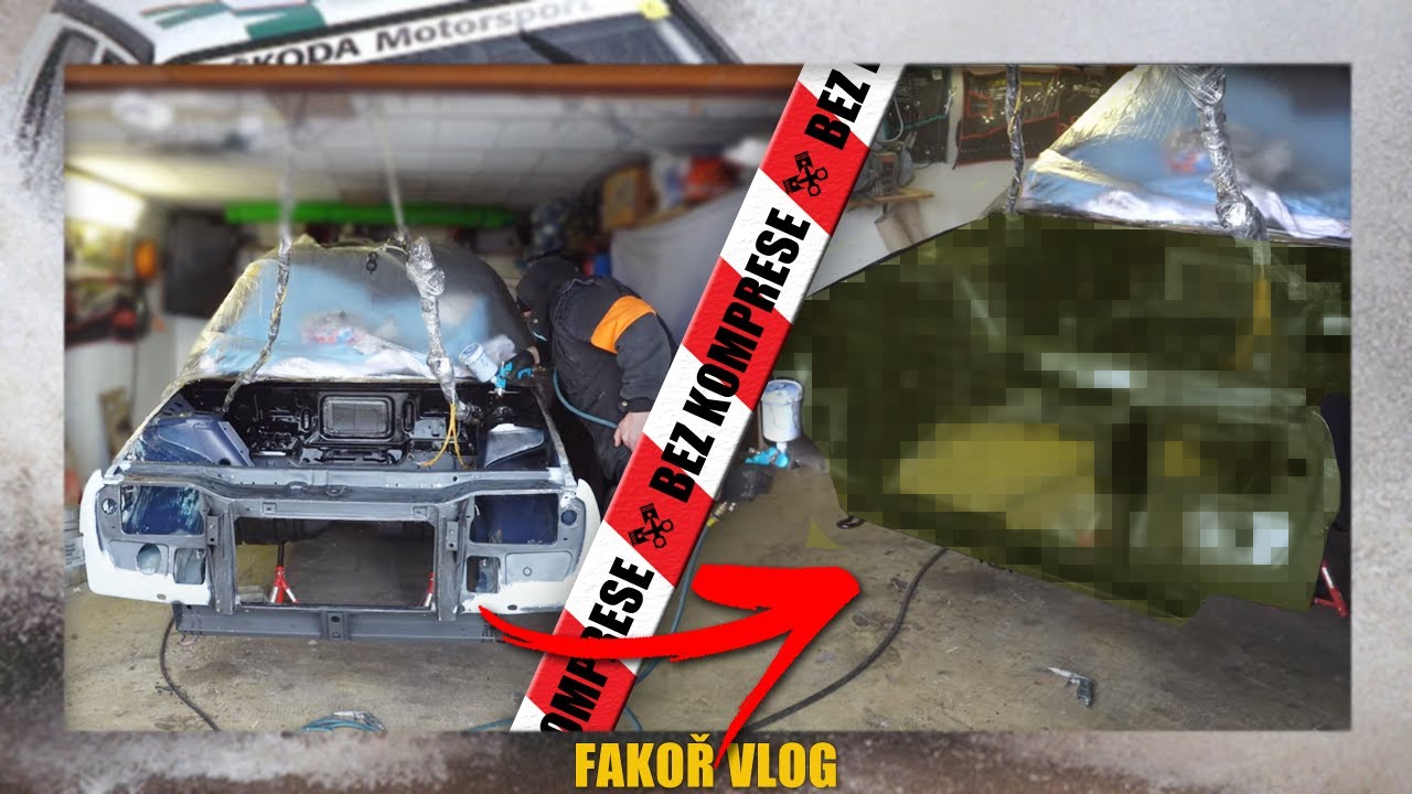 4K | Lakování motorového prostoru Škoda Favorit | Fakoř vlog_23 LÍZNUTÝ Nissanem