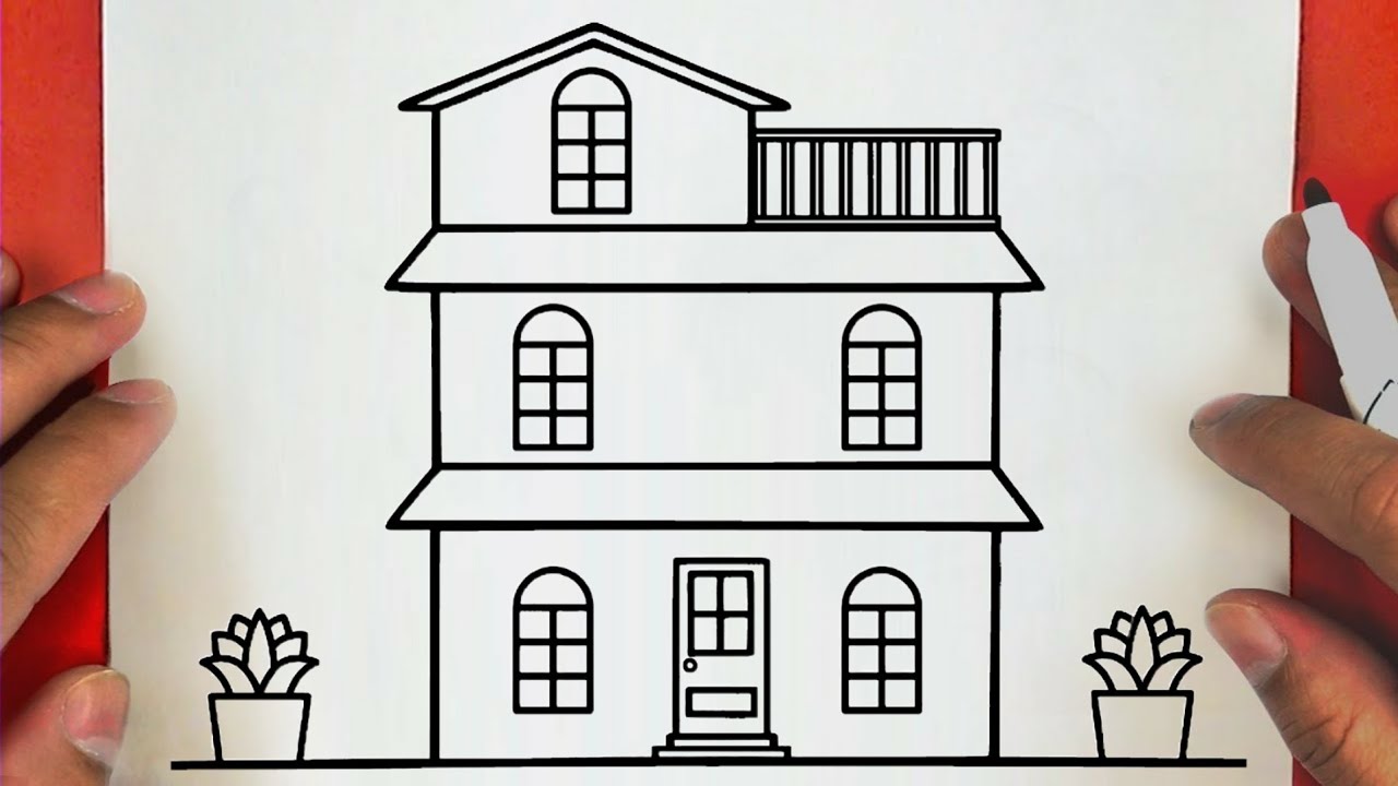 رسم منزل سهل/ رسم سهل / تعليم الرسم للمبتدئين خطوة بخطوة / How to draw a house easy step by step