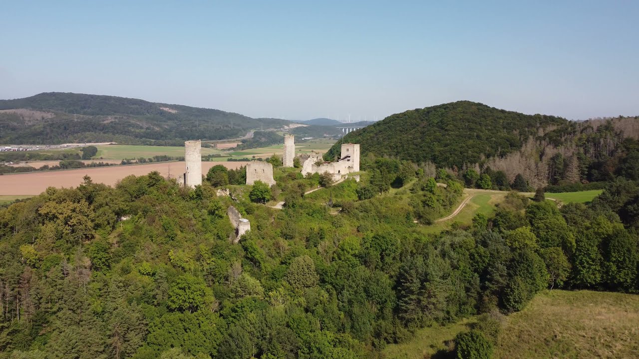 Burgruine Brandenburg (Drone, Fly Over) Thuringian Forest, Germany