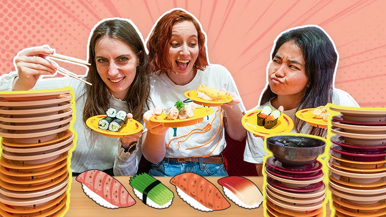 Sushi Eating Challenge - Japanese Conveyor Belt Sushi 🍣