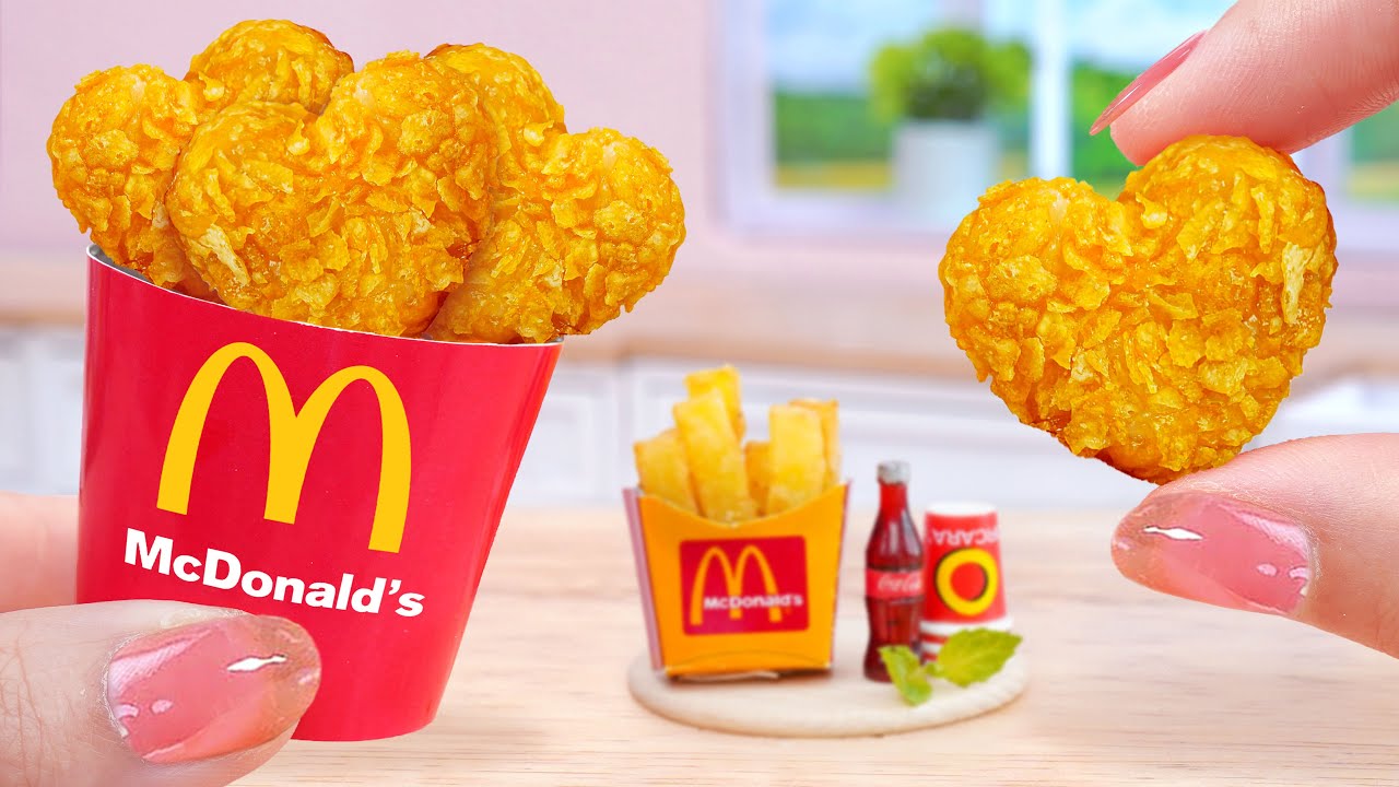 How To Make Miniature Chicken Heart Shaped Balls Mc Donald's 💖 Fastfood Recipes By Tina Mini Cooking