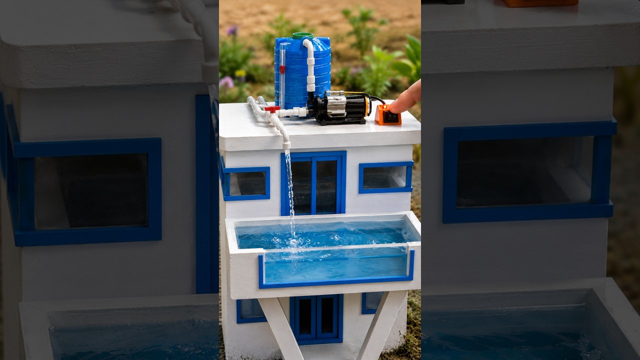 How I Made a Working Water Tank & Pump for My Mini House #vfuho #howto #house