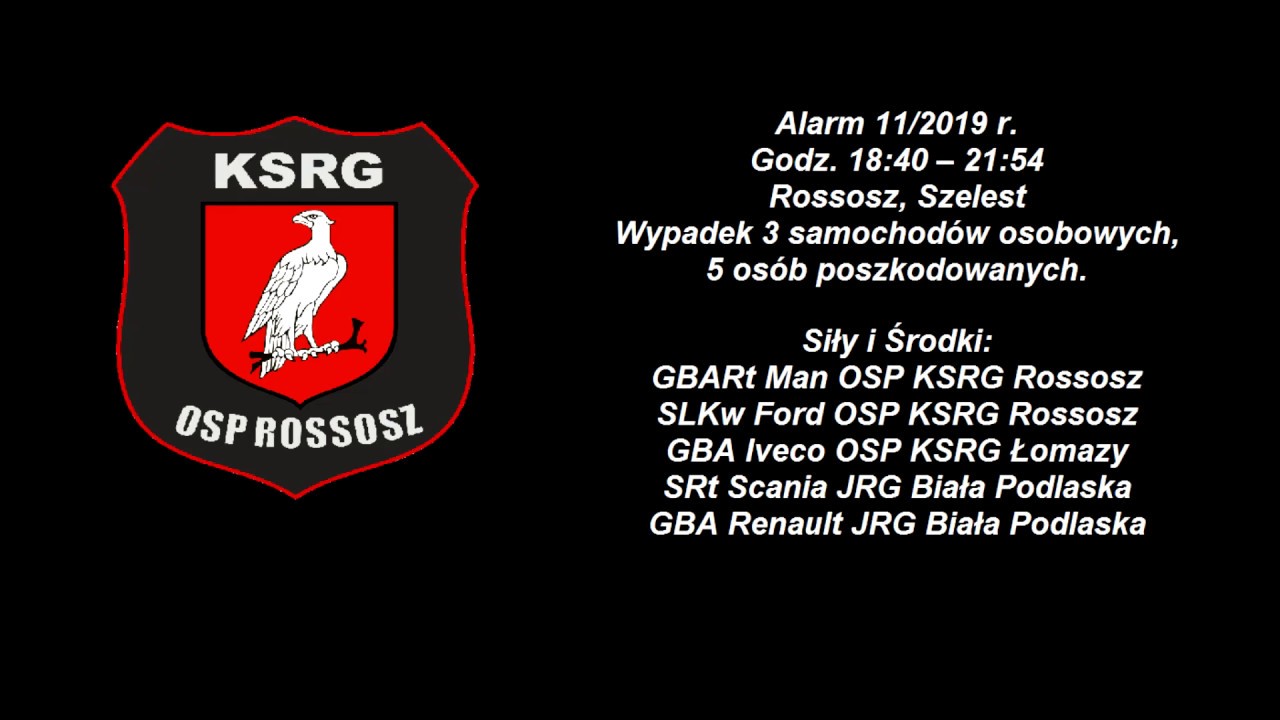 [Alarmowo] Przejazd do wypadku 3 samochodów osobowych | 349[L]53 GBARt | OSP KSRG Rossosz