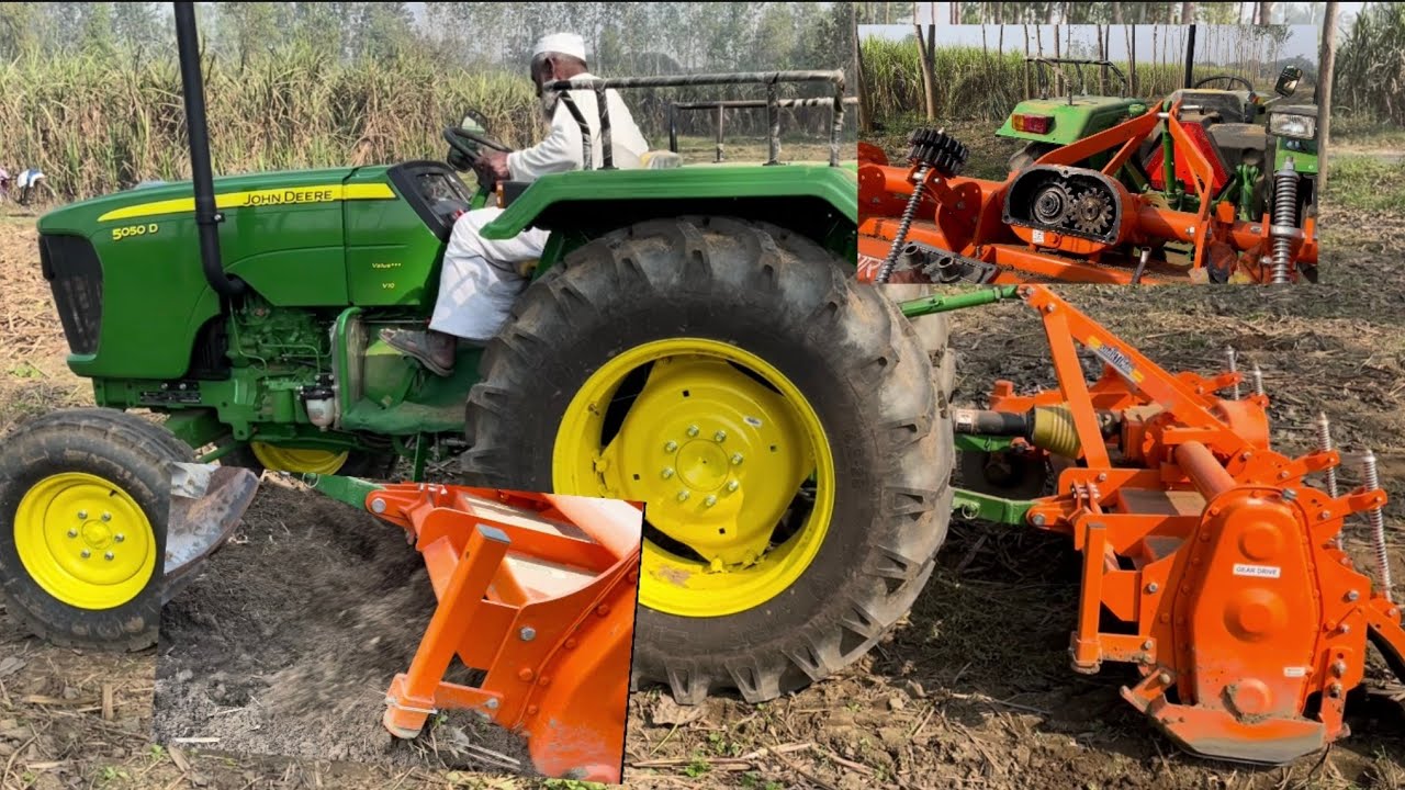John deere 5050D किसान लिया नया ट्रैक्टर और नया ही शक्तिमान का रोटर नया रोटर खेत में ही खोल दिया